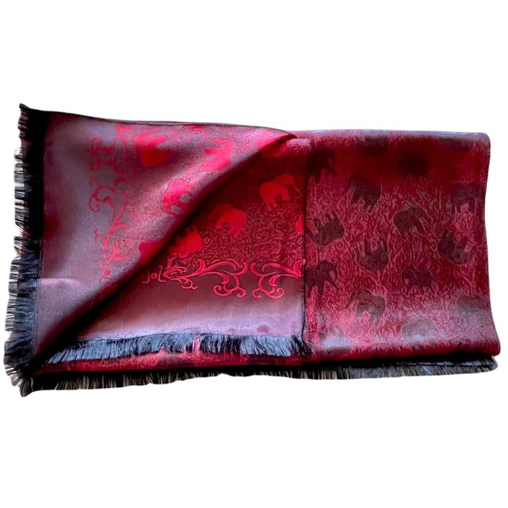 UNISEX SILK IRIDESCENT ELEPHANTS SCARF / RUNNER / WRAP / THROW - Picture 3 of 15